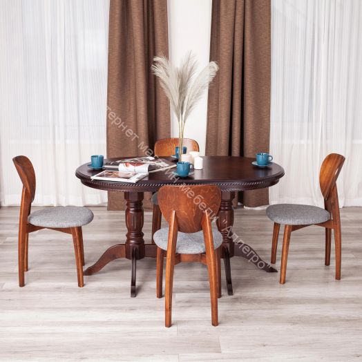 Стул DIAMANTE мягкое сидение бук, 42x42x85см, коричневый, ткань wool dimgrey, серый