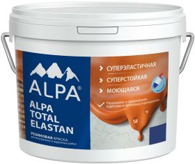 Резиновая Краска Alpa Total Elastan 14.4кг Белая, Суперэластичная, Универсальная для Внутренних и Наружных Работ / Альпа