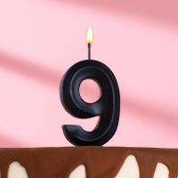 Свеча в торт «Грань», цифра 9, черный металлик, 6.5 см