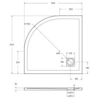 Душевой поддон из искусственного камня BelBagno Uno 90x90 TRAY-MR-UNO-R-90-550-35-NERO Черный схема 5