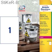 L4775-100   Этикетки всепогодные Avery Zweckform Z-L4775-100 (A4, 210×297мм, 100 листов, белые)
