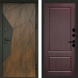 Входная дверь Termo-door Премиум винорит Геометрия Дуб с терморазрывом - Марсель Шоколад
