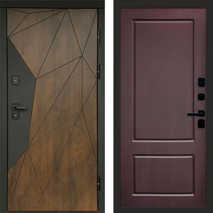 Входная дверь Termo-door Премиум винорит Геометрия Дуб с терморазрывом - Марсель Шоколад