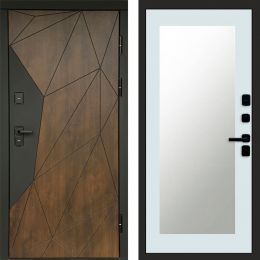 Входная дверь Termo-door Премиум винорит Геометрия Дуб с терморазрывом - Зеркало триумф Белый софт