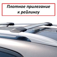 Багажник на рейлинги SsangYong Actyon, Lux Hunter L54-R, серебристый, крыловидные аэродуги