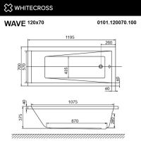 Пристенная акриловая ванна WHITECROSS Wave 120x70 схема 3