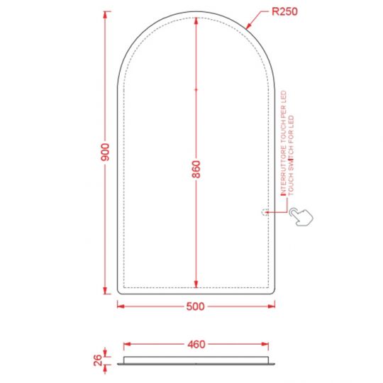 Зеркало Artceram Semiarco 500x900 мм с LED - подсветкой ACS013 схема 2