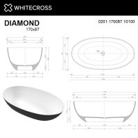 Отельностоящая ванна WHITECROSS Diamond 170x87 0201.170087 в 6 цветах схема 21