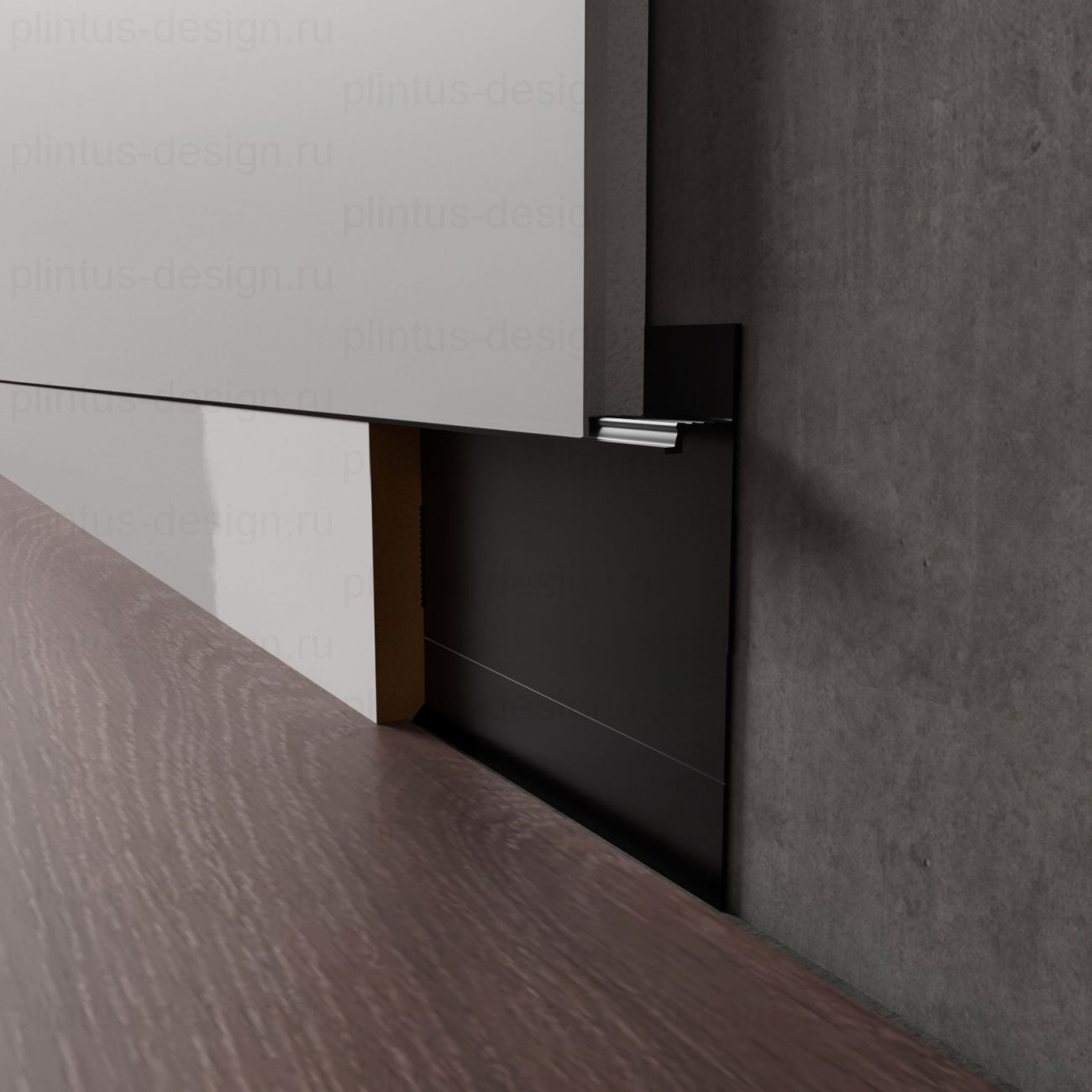 Скрытый плинтус Luxury Wood Decor чёрный муар 60 мм