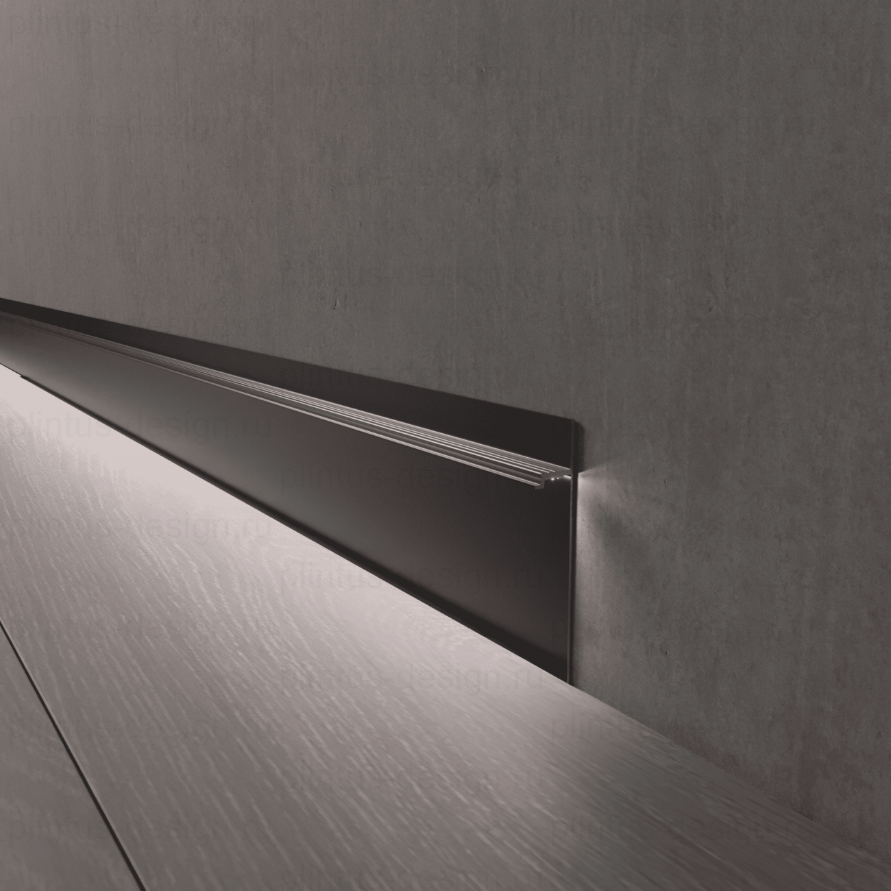 Скрытый плинтус Luxury Wood Decor чёрный муар 60 мм