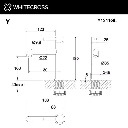 Однорычажный смеситель для раковины WHITECROSS Y Y1211GL золотого цвета ФОТО