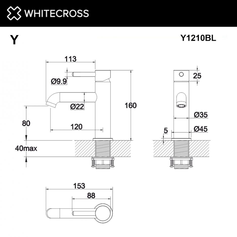 Смеситель для раковины WHITECROSS Y Y1210BL черный ФОТО