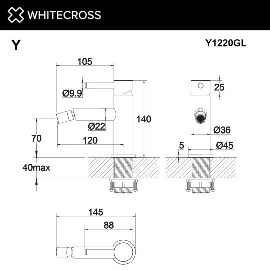 Смеситель для биде WHITECROSS Y Y1220GL золото ФОТО