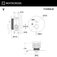 Встраиваемый смеситель для душа WHITECROSS Y Y1235GLB золото схема 3