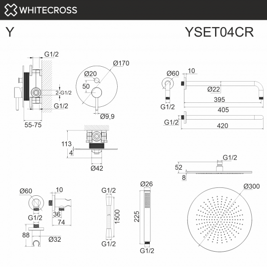 Душевая система скрытого монтажа WHITECROSS Y YSET04CR хром ФОТО