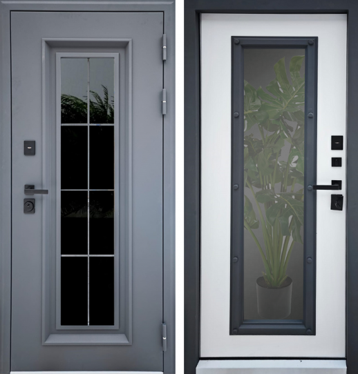 Входная дверь с терморазрывом и стеклопакетом Рекс 33 Искра серая - Белый