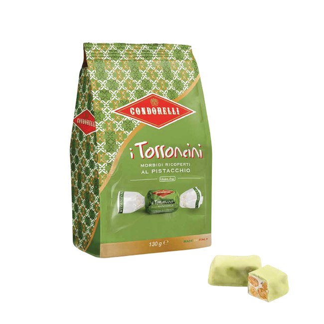 Торрончини в фисташковой глазури, Condorelli, 130 г, Torroncini con ricopertura al pistacchio 130 g