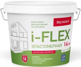 Декоративная Штукатурка Bayramix I-Flex 14кг 087, Колеруемая, Эластичная для Фасадов и Интерьеров Фракция 0,7-1,2 мм.