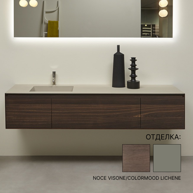 Изображение Модульный комплект мебели с раковиной Antonio Lupi Panta Rei COLORMOOD LICHENE