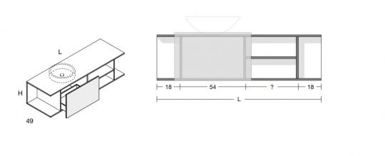 Тумба для ванной комнаты Antonio Lupi Nemesis 25NE117 25NE117 схема 4