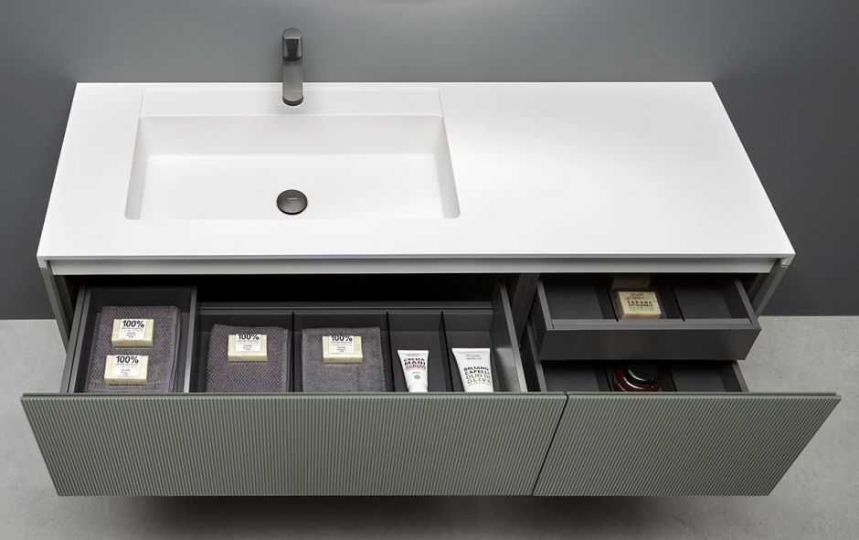 База мебельная под раковину Antonio Lupi BINARIO 03 B03BA272 Grigio Smog ФОТО