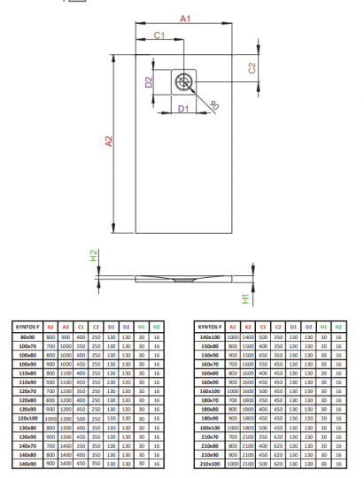 Душевой поддон Radaway Kyntos HKF белого цвета схема 3 Душевой поддон Radaway Kyntos HKF белого цвета схема 3