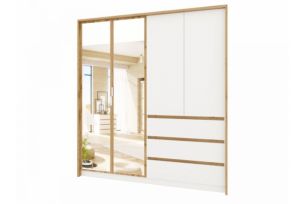 Дубай С11 Шкаф 4-х створчатый (ш2044*г511*в2223мм) Белый жемчуг/Дуб Вотан