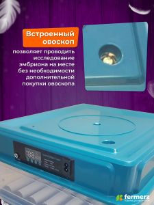 Инкубатор на 48 куриных яиц с резервным питанием, автоматическим переворотом и встроенным овоскопом