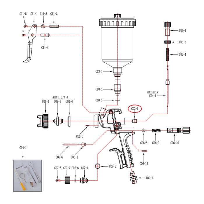 Teskom CFC Уплотнительная гайка иглы C03-1