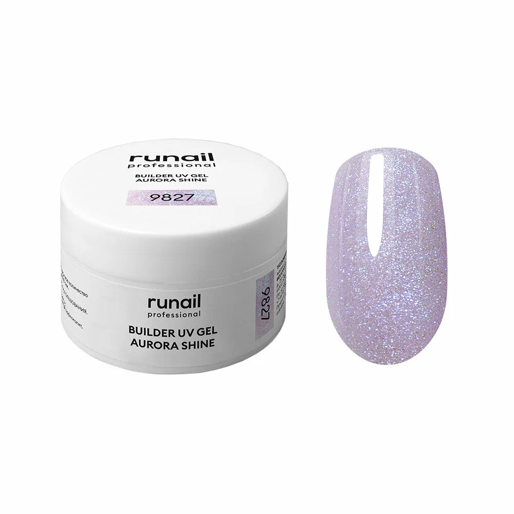 УФ-гель c шиммером builder uv-gel, aurora shine, 15г №9827