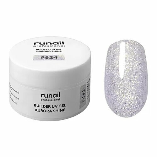 УФ-гель c шиммером builder uv-gel, aurora shine, 15г №9824