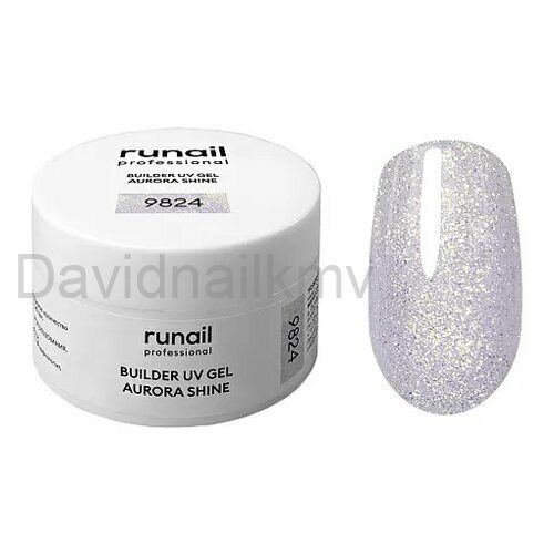 УФ-гель c шиммером builder uv-gel, aurora shine, 15г №9824