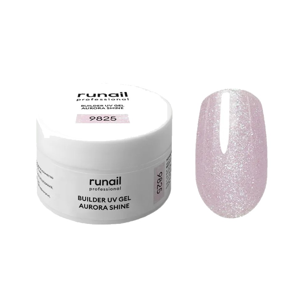 УФ-гель c шиммером builder uv-gel, aurora shine, 15г №9825