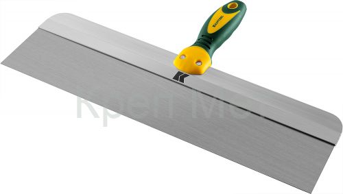 KRAFTOOL 450 мм, широкое полотно, алюминиевая направляющая, двухкомпонентная ручка, нержавеющий, фасадный шпатель (10036-450)