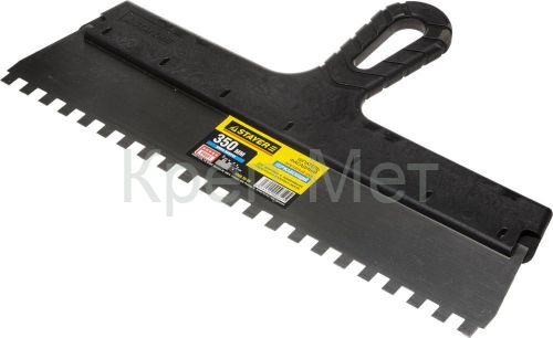 STAYER PROFlat, 350 мм, зуб 8 х 8 мм, пластиковая ручка, зубчатый, нержавеющий фасадный шпатель, Professional (1009-35-08)