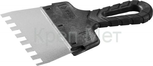 ЗУБР 150 мм, зуб 10 х 10 мм, пластиковая ручка, нержавеющий фасадный шпатель (10078-15-10)