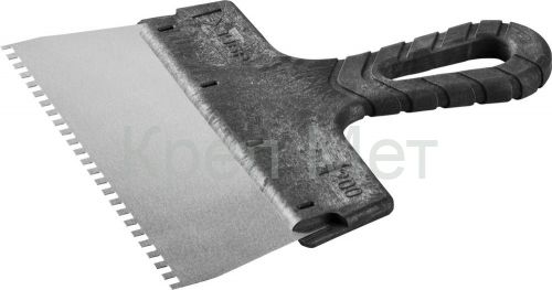 ЗУБР 200 мм, зуб 4 х 4мм, пластиковая ручка, нержавеющий фасадный шпатель (10078-20-04)