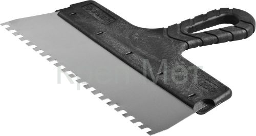 ЗУБР 250 мм, зуб 6 х 6 мм, пластиковая ручка, нержавеющий фасадный шпатель (10078-25-06)