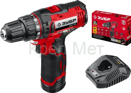 ЗУБР С1-12, 12 В, 30 Н·м, 1 АКБ (2 А·ч), дрель-шуруповерт (ДШЛ-125-21)