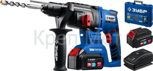 ЗУБР Т7, 20 В, 26 мм, 2 АКБ (4 А·ч), бесщеточный перфоратор, кейс, Профессионал (PB-260-42)