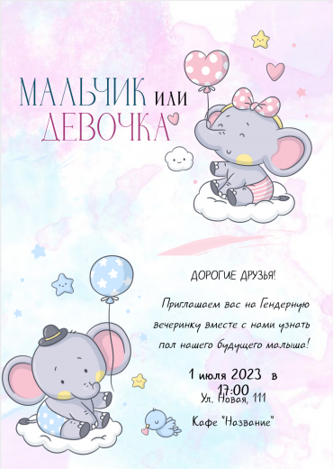 Приглашение на гендер-пати PT-29056
