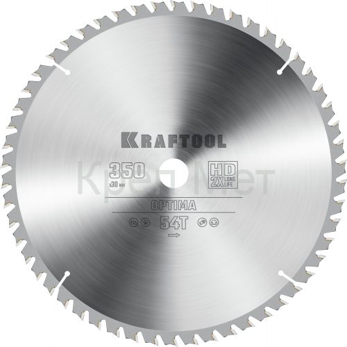 KRAFTOOL Optima, 350 х 30 мм, 54Т, пильный диск по дереву (36951-350-30)