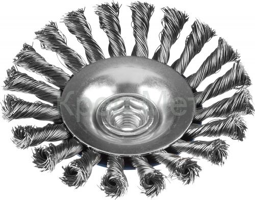 ЗУБР 115 мм, стальная проволока 0.5 мм, коническая щетка-крацовка для УШМ, Профессионал (35269-115)