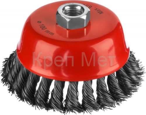 MIRAX 100 мм, жгутированная стальная проволока 0.5 мм, чашечная щетка-крацовка для УШМ (35104-100)