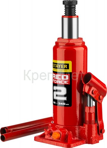 STAYER RED FORCE, 2 т, 181 - 345 мм, бутылочный гидравлический домкрат, Professional (43160-2)