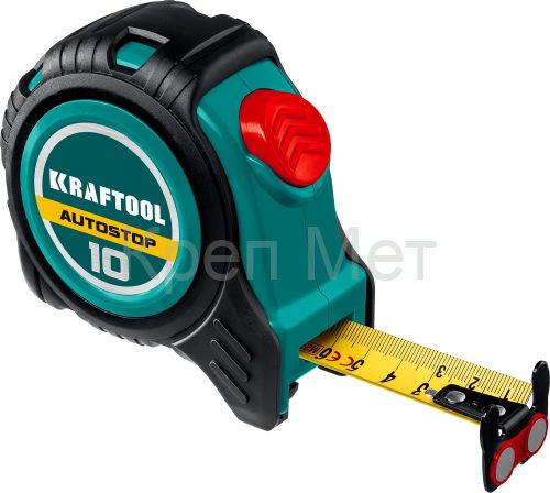 KRAFTOOL AutoStop, 10 м х 25 мм, профессиональная рулетка с автостопом (3412-10-25)