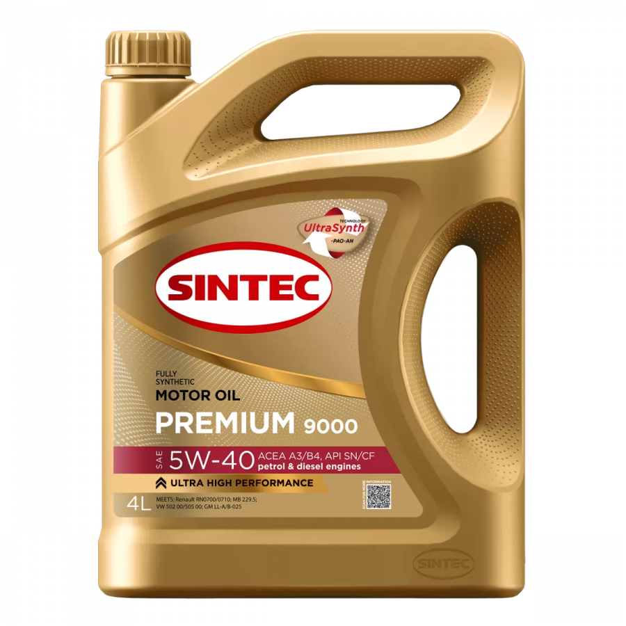 Sintec Premium 9000 5W-40 A3/B4 SN/CF, 4л