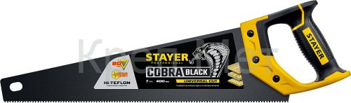 STAYER Cobra Black, 400 мм, универсальная ножовка, Professional (2-15081-40)