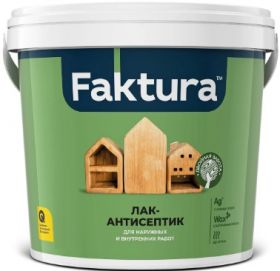Лак Антисептик Faktura 2.7л на Водной Основе с Ионами Серебра и Воском для Наружных и Внутренних Работ / Фактура