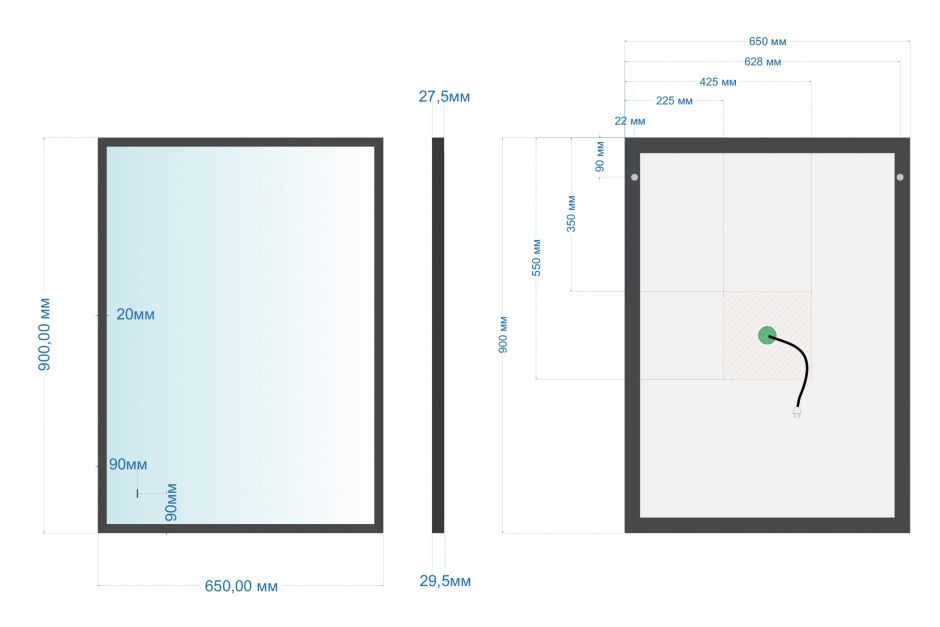 Зеркало ABBER See AG6110SC-0.65 с подсветкой, бесконтактный выключатель, диммер, черный ФОТО